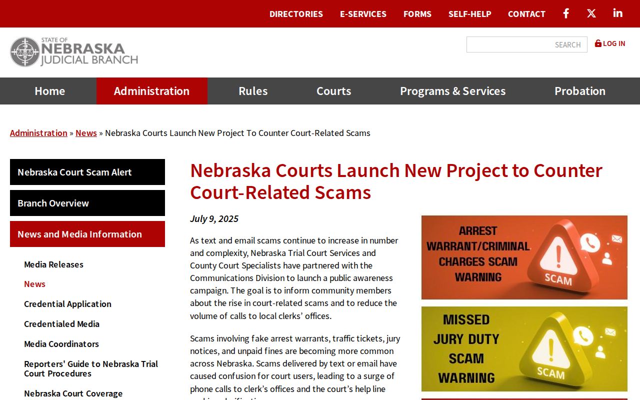 Thayer County bench warrants statewide Nebraska court service update