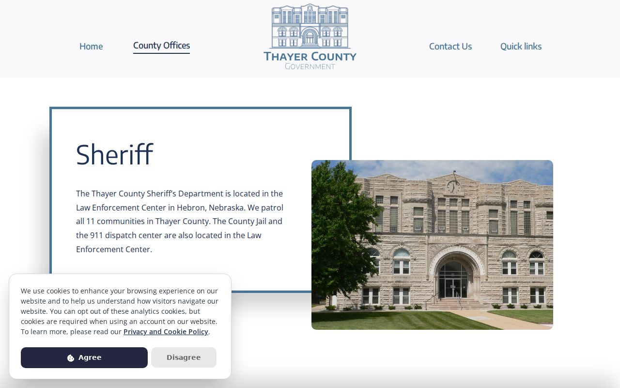 Thayer County warrant records sheriff page showing current warrant list status